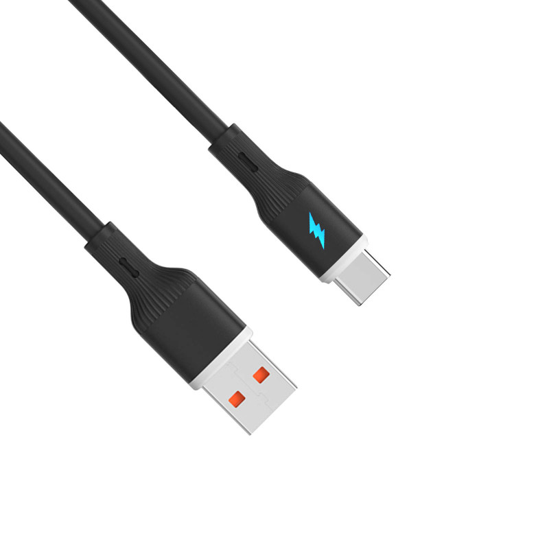 Akyga AK-USB-62 USB-kabel USB-A (m) / USB-C (m), USB 2.0, 18W, 1 m, zwart, siliconen