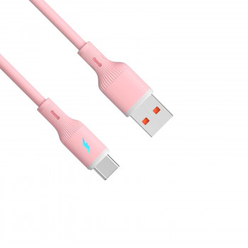 Akyga AK-USB-61 USB-kabel USB-A (m) / USB-C (m), USB 2.0, 18W, 1 m, roze, siliconen