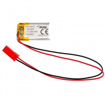 Akyga AKY0472 LP301525 Li-Po-accu 3,7 V 85 mAh met PCM, JST 2,54 mm 2-pin stekker, 150 mm kabel