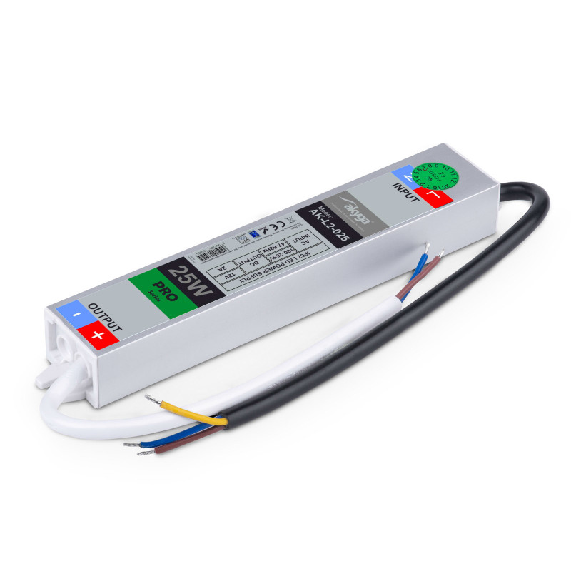 Akyga AK-L2-025 waterdichte LED-schakelvoeding 12 V, 2 A, 25 W, IP67