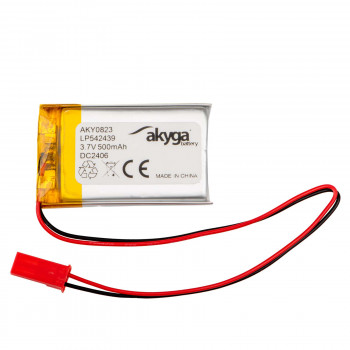 Akyga AKY0823 LP542439 Li-Po-accu 3,7 V 500 mAh met PCM, JST 2,54 mm 2-pin stekker, 150 mm kabel