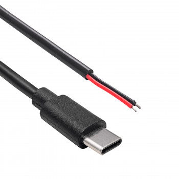 Akyga AK-SC-38 USB-C-stekker servicekabel met open uiteinde, 10 W (5 V / 2 A), 1 m, zwart