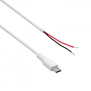 Akyga AK-SC-40 USB-C-stekker servicekabel met open uiteinde, 60 W (20 V / 3 A), 1 m, wit