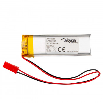 Akyga AKY0655 LP602158 Li-Po-accu 3,7 V 750 mAh met PCM, JST 2,54 mm 2-pin stekker, 150 mm kabel