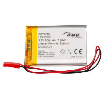Akyga AKY0392 LP453350 Li-Po-accu 3,7 V 800 mAh met PCM, JST 2,54 mm 2-pin stekker, 150 mm kabel