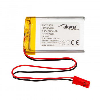 Akyga AKY0559 LP503448 Li-Po-accu 3,7 V 800 mAh met PCM, JST 2,54 mm 2-pin stekker, 150 mm kabel