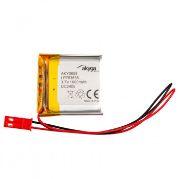 Akyga AKY0658 LP753636 Li-Po-accu 3,7 V 1000 mAh met PCM, JST 2,54 mm 2-pin stekker, 150 mm kabel