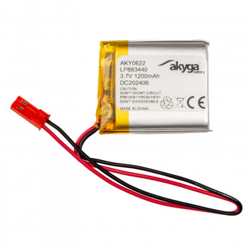 Akyga AKY0622 LP883440 Li-Po-accu 3,7 V 1200 mAh met PCM, JST 2,54 mm 2-pin stekker, 150 mm kabel