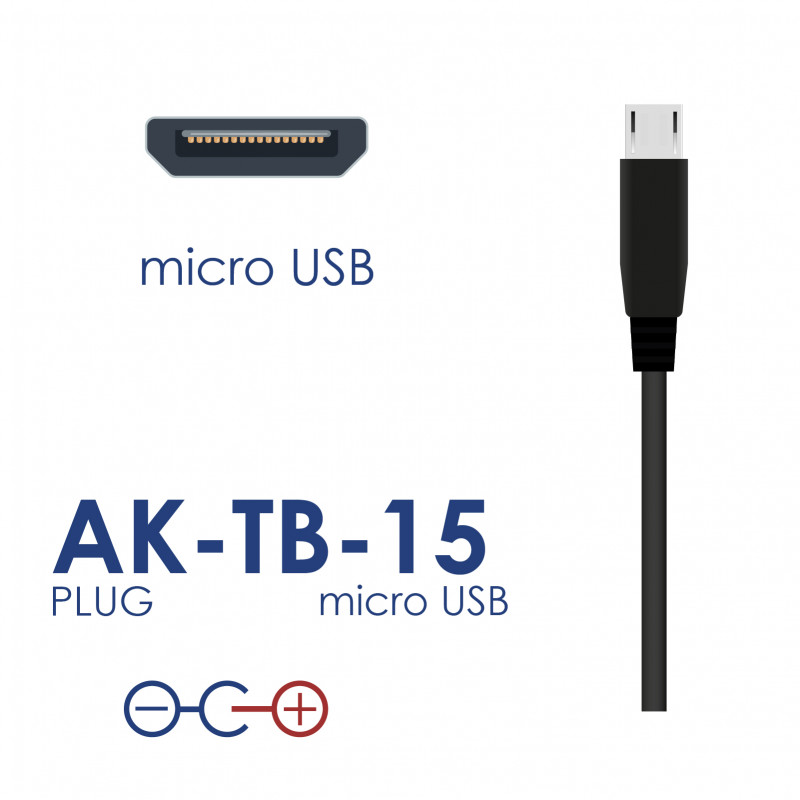 Universele voeding Akyga AK-TB-15 5,0V / 3,0A 15W Micro-USB B 1,0m