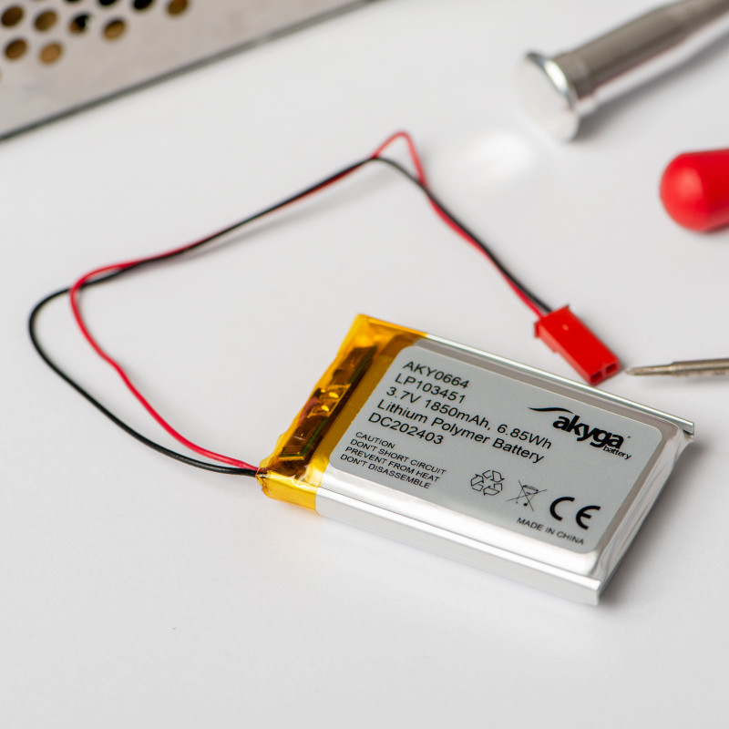 Akyga AKY0646 LP623255 Li-Po-accu 3,7 V 1100 mAh met PCM, JST 2,54 mm 2-pin stekker, 150 mm kabel