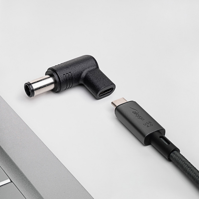 Akyga AK-ND-C07 oplaadadapter USB-C naar DC 7,4 x 5,0 mm + pin voor notebooks, 18,5-20 V, 100 W, voor HP