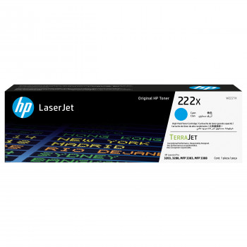 HP 222X W2221X originele LaserJet-tonercartridge met hoge capaciteit, cyaan, tot 2.500 pagina's