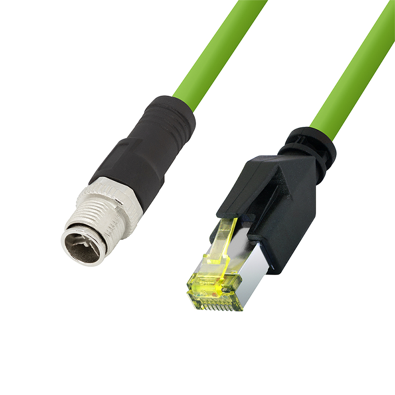 LogiLink CQM035S industriële patchkabel, Cat.6A, PUR, M12 X-coded naar RJ45, 1 m