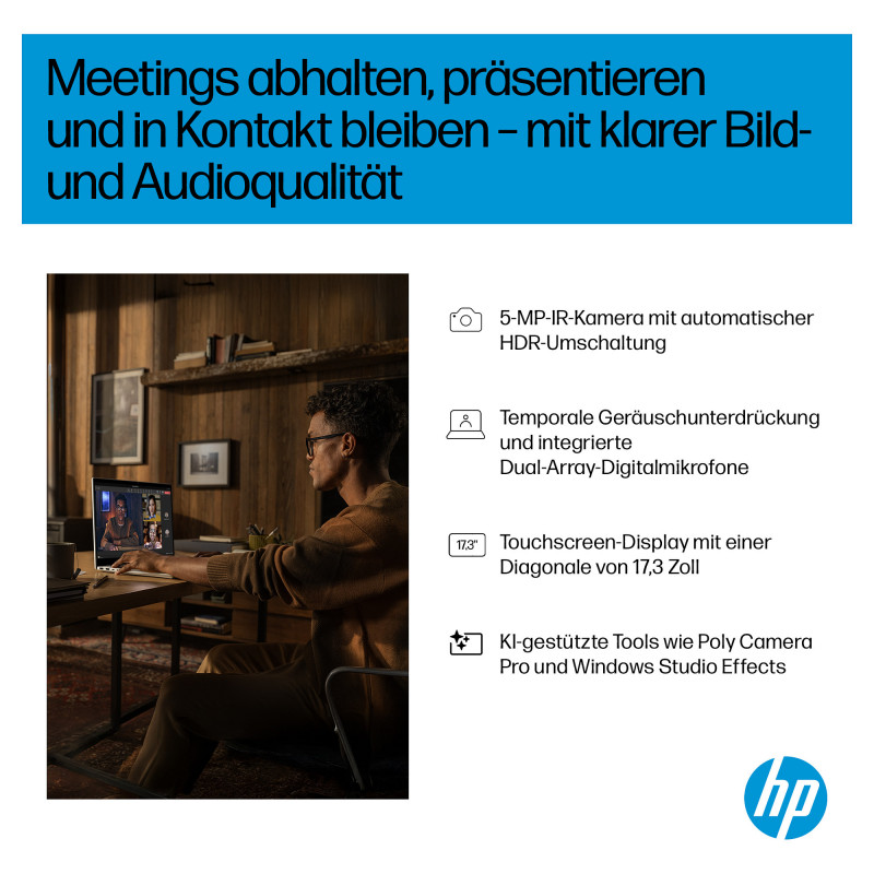 HP OmniBook 7 17-dc0675ng laptop, Intel Core Ultra 7 256V, 32 GB RAM, 1 TB SSD, Windows 11 Pro, Duits toetsenbord