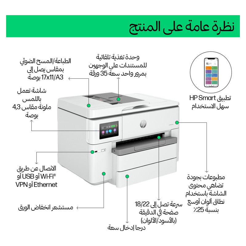 HP Officejet Pro 9730 Wide Format All-in-One multifunctionele printer, kleureninkjet, A3