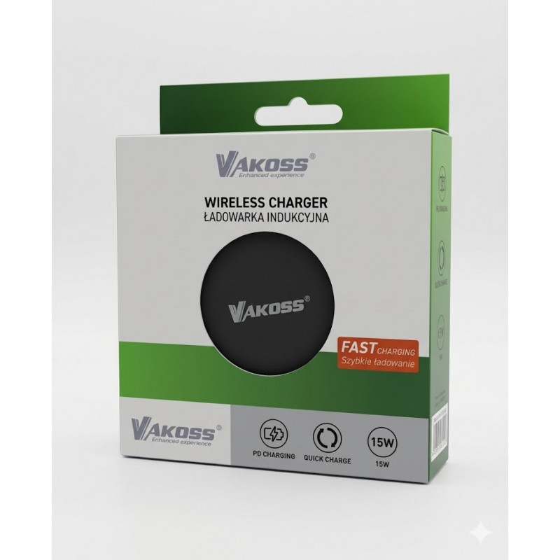 Vakoss MY5316K magnetische draadloze oplader, 15 W, zwart