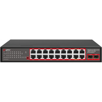 Getfort GF-220G-16P-240 PoE-switch, 16 x GE PoE + 2 x GE + 2 x SFP, 240 W