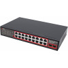 Getfort GF-220G-16P-240 PoE-switch, 16 x GE PoE + 2 x GE + 2 x SFP, 240 W