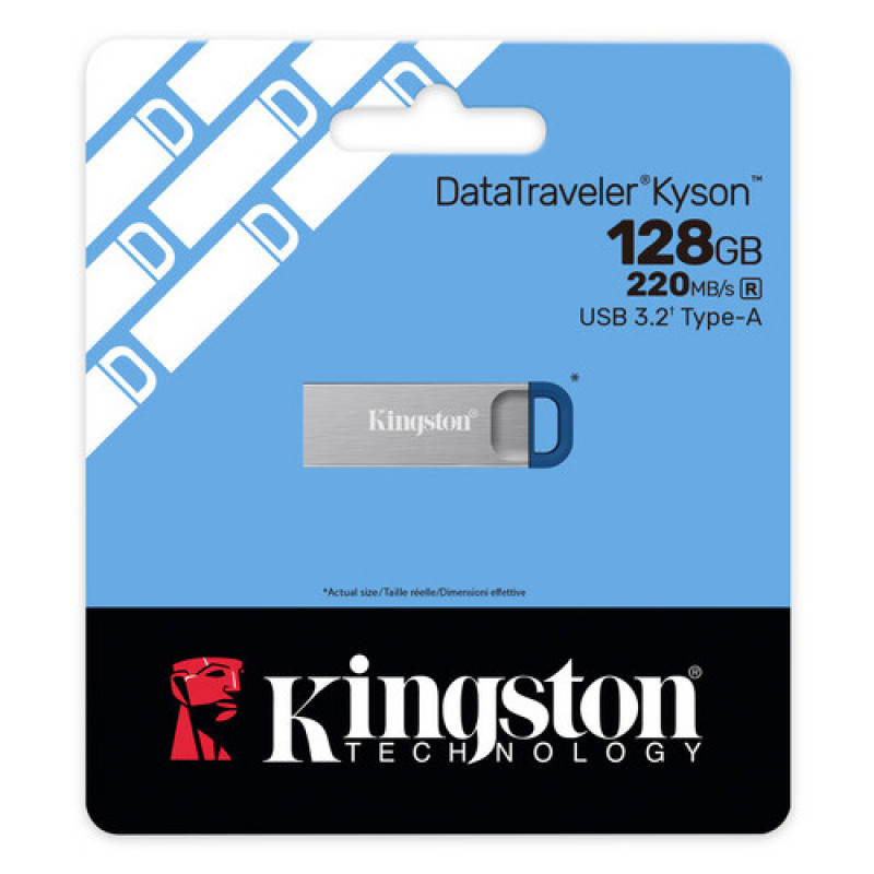 Kingston DataTraveler Kyson DTKNG2/128GB USB-stick, 128 GB, USB 3.2 Gen 1, metaal