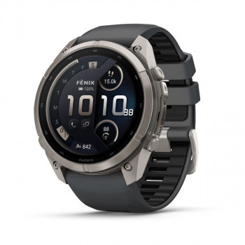 Garmin Fenix 9 Pro inReach smartwatch, 51 mm, titanium behuizing, grafiet/zwarte siliconen band