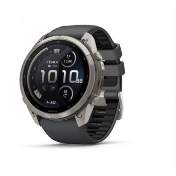 Garmin Fenix 9 Pro inReach smartwatch, 51 mm, titanium behuizing, grafiet/zwarte siliconen band