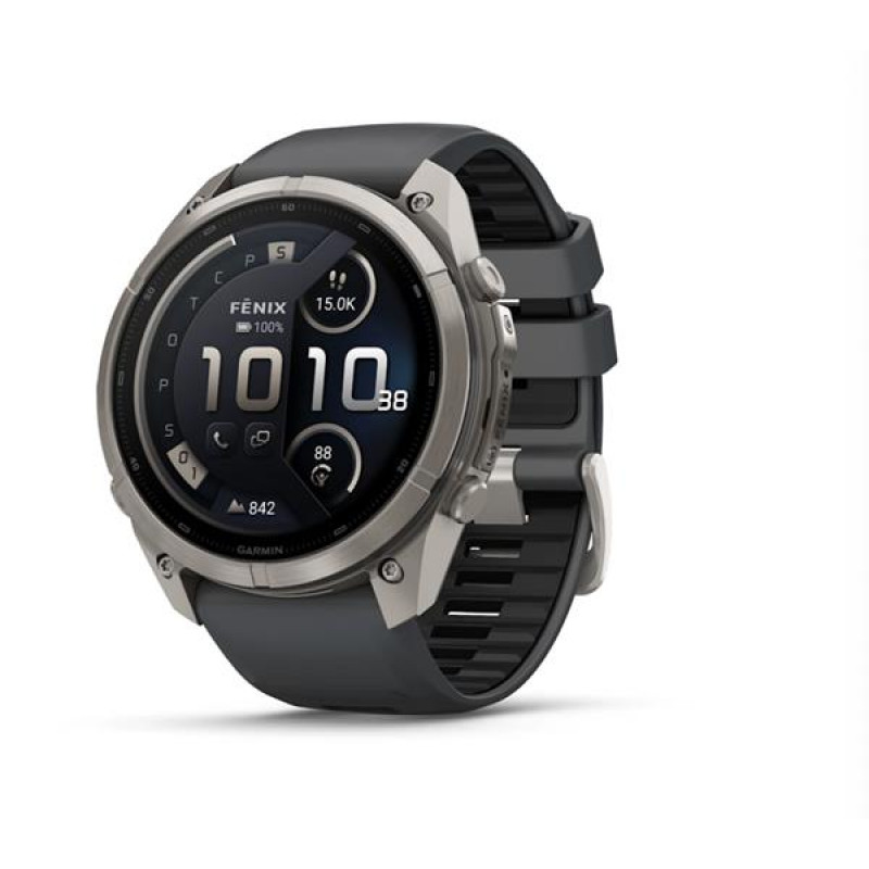 Garmin Fenix 9 Pro inReach smartwatch, 51 mm, titanium behuizing, grafiet/zwarte siliconen band
