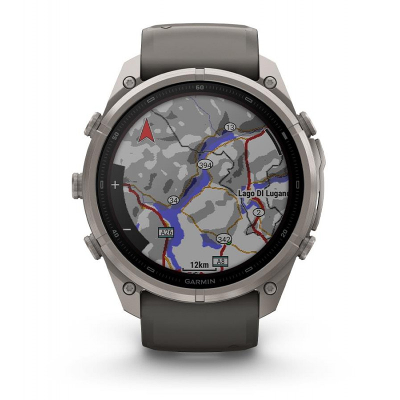 Garmin Fenix 9 Pro inReach smartwatch, 51 mm, titanium behuizing, grafiet/zwarte siliconen band