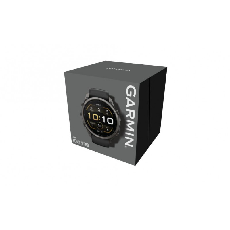 Garmin Fenix 9 Pro inReach smartwatch, 51 mm, titanium behuizing, grafiet/zwarte siliconen band