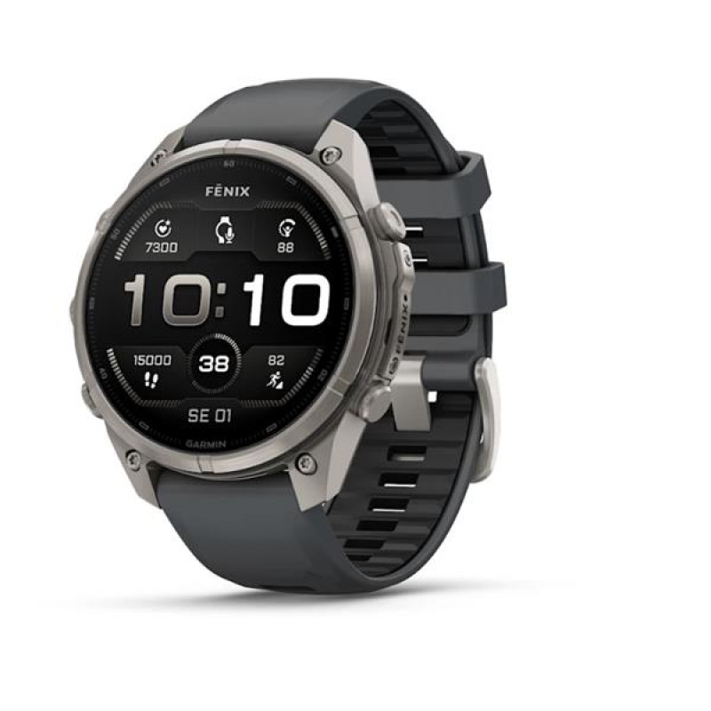 Garmin Fenix 9 Pro smartwatch, 47 mm, titanium behuizing, grafiet/zwarte siliconen band
