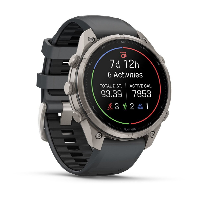 Garmin Fenix 9 Pro smartwatch, 47 mm, titanium behuizing, grafiet/zwarte siliconen band