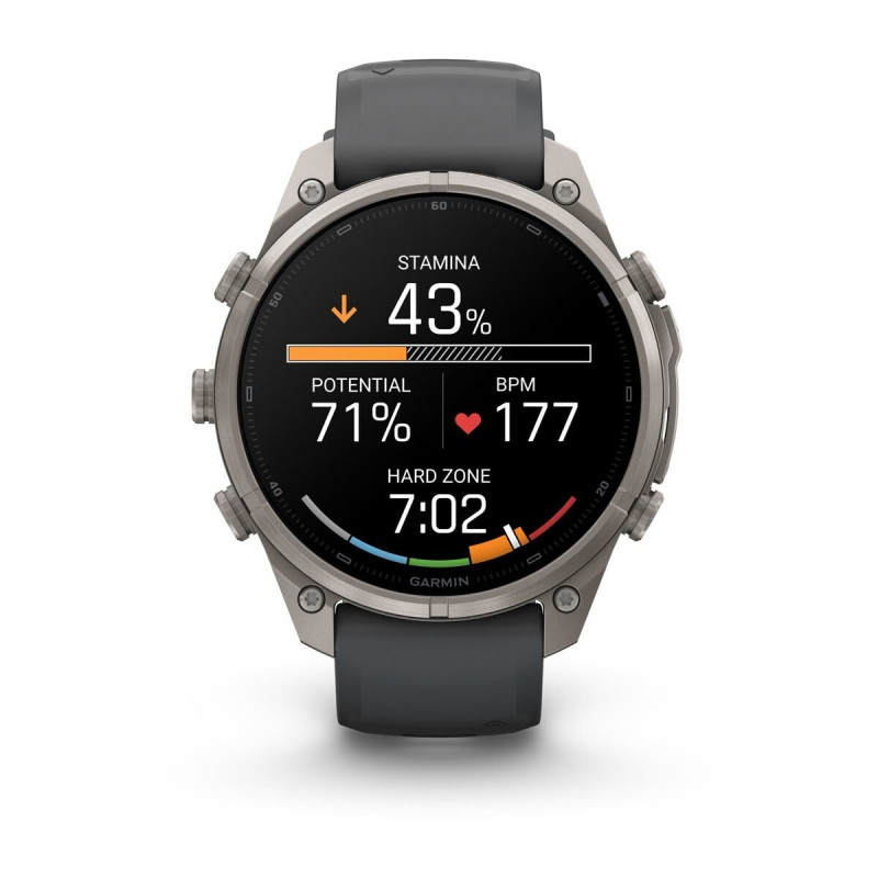 Garmin Fenix 9 Pro smartwatch, 47 mm, titanium behuizing, grafiet/zwarte siliconen band