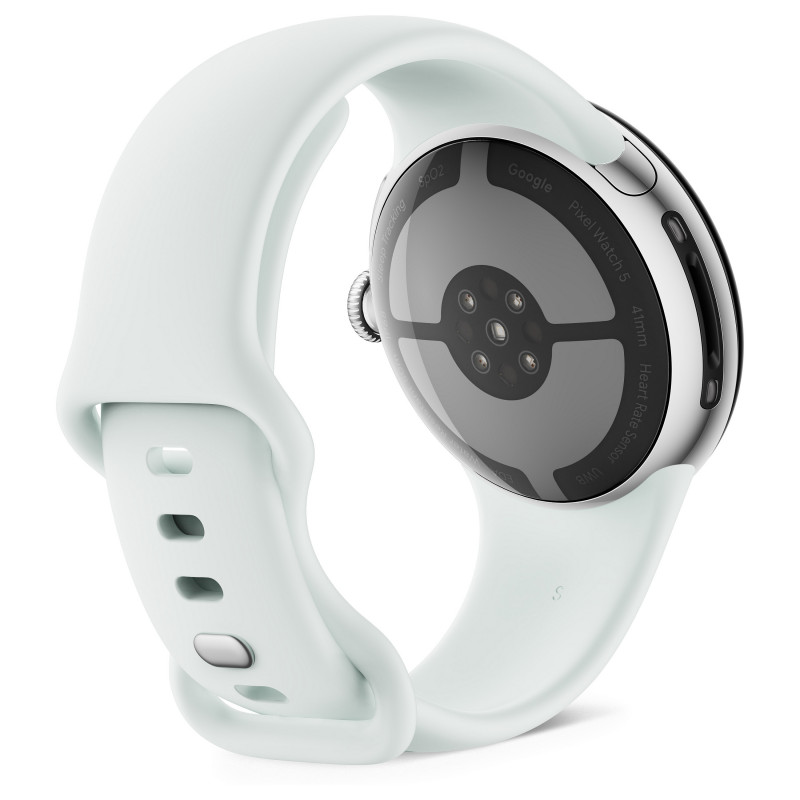 Google Pixel Watch 5 WiFi smartwatch, 41 mm, Polished Silver / Fog, GA10898-DE