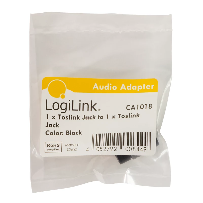 LogiLink CA1018 Toslink-audioadapter, Toslink-bus naar Toslink-bus, zwart