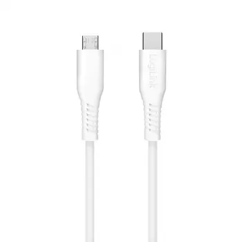 LogiLink CU0240 USB 2.0 Type-C-kabel, USB-C-stekker naar micro-USB-stekker, 480 Mbps, 12 W, wit, 0,3 m
