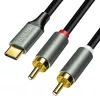 LogiLink CUA0140 USB 2.0 Type-C naar 2x RCA-kabel, stereo-audio, aluminium, zwart/zilver, 1 m