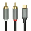 LogiLink CUA0142 USB 2.0 Type-C naar 2x RCA-kabel, stereo-audio, aluminium, zwart/zilver, 2 m