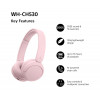 Sony WH-CH530 Bluetooth on-ear koptelefoon met microfoon, ruisreductie, roze