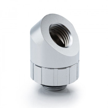 Bitspower Artemis BPM-AT45R-SL 45°-fitting, draaibaar, zandgestraald zilver