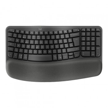 Logitech Wave Keys 920-012289 draadloos ergonomisch toetsenbord, 2,4 GHz / Bluetooth, Zwitserse indeling (CH), grafiet