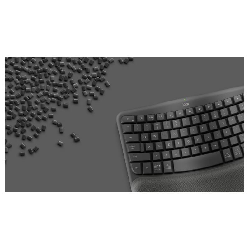 Logitech Wave Keys 920-012289 draadloos ergonomisch toetsenbord, 2,4 GHz / Bluetooth, Zwitserse indeling (CH), grafiet