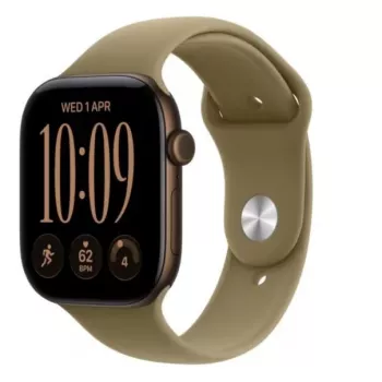 Apple Watch Series 12 GPS smartwatch, 42 mm, aluminium behuizing donkerbrons, Sport-band olijf M/L