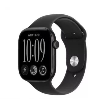 Apple Watch Series 12 GPS smartwatch, 46 mm, zwarte aluminium behuizing, zwarte sportband S/M