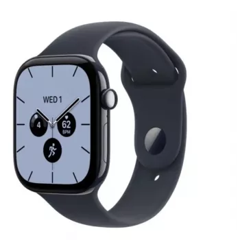 Apple Watch Series 12 smartwatch, GPS + Cellular, 42 mm, keramische kast in nachtblauw, marineblauw sportbandje M/L