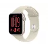 Apple Watch SE 3 smartwatch, GPS + Cellular, 44 mm, aluminium kast in sterrenlicht, zandkleurig sportbandje S/M