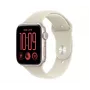 Apple Watch SE 3 smartwatch, GPS + Cellular, 44 mm, aluminium kast in sterrenlicht, zandkleurig sportbandje S/M