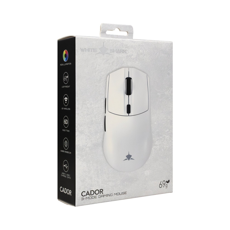 White Shark CADOR WGM-5020 gamingmuis, wit