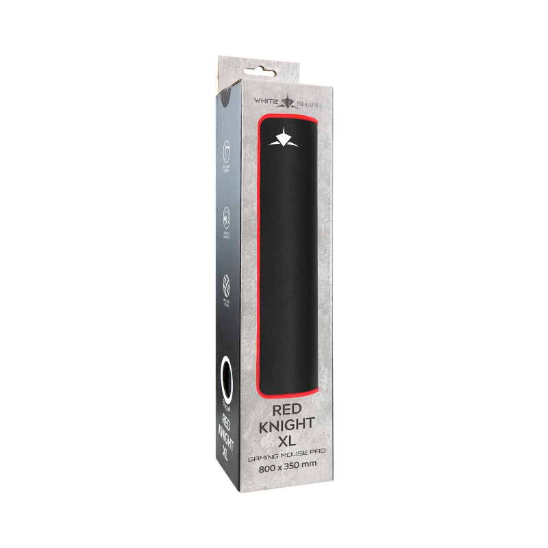 White Shark RED KNIGHT XL GMP-2502 gaming muismat, 800x350 mm, zwart/rood