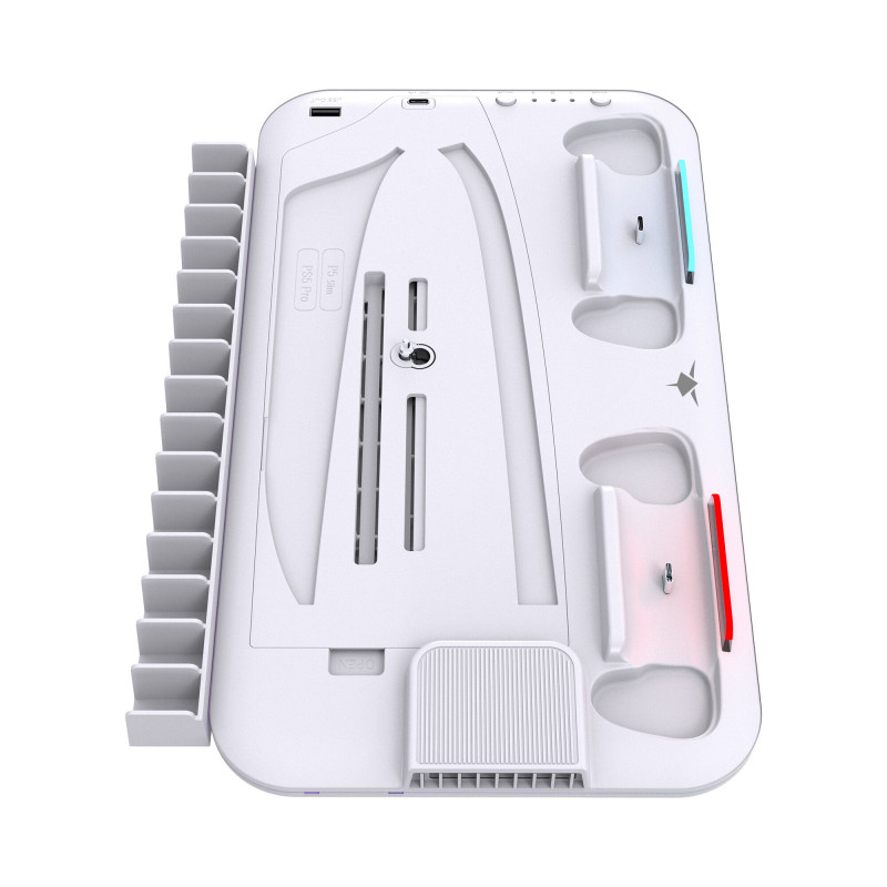 White Shark KIMURA PRO PS5 koelstandaard met 2 oplaadstations, wit