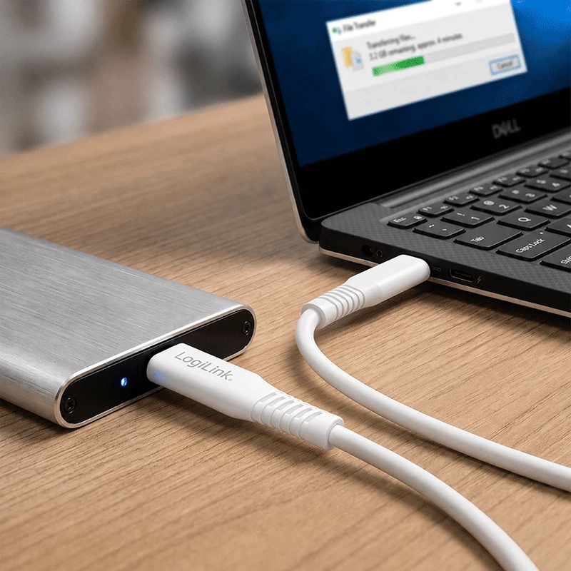 LogiLink CU0244 USB 2.0-kabel USB-C naar Micro-USB, 480 Mbps, 12 W, wit, 2 m
