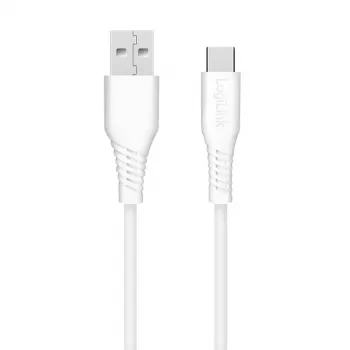 LogiLink CU0254 USB 2.0-kabel USB-C naar USB-A, 480 Mbps, 15 W, wit, 2 m